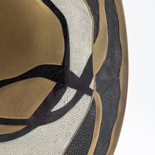 Vase in Cream Shagreen, Shell and Brass by R&Y Augousti