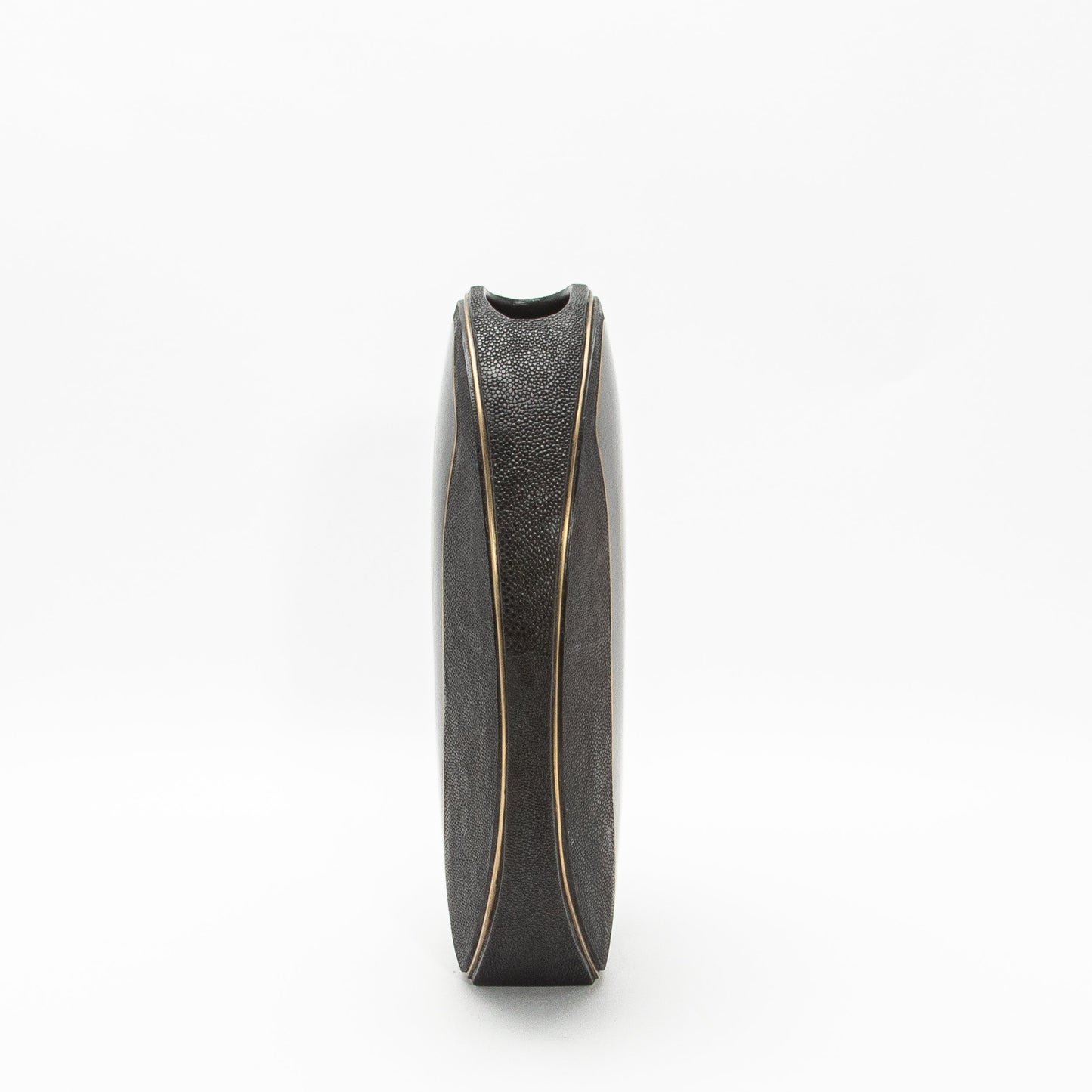 Vase in Black Shagreen, Shell, and Brass by R&Y Augousti