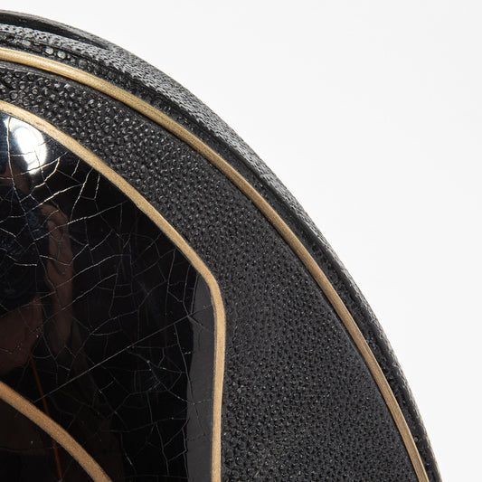 Vase in Black Shagreen, Shell, and Brass by R&Y Augousti