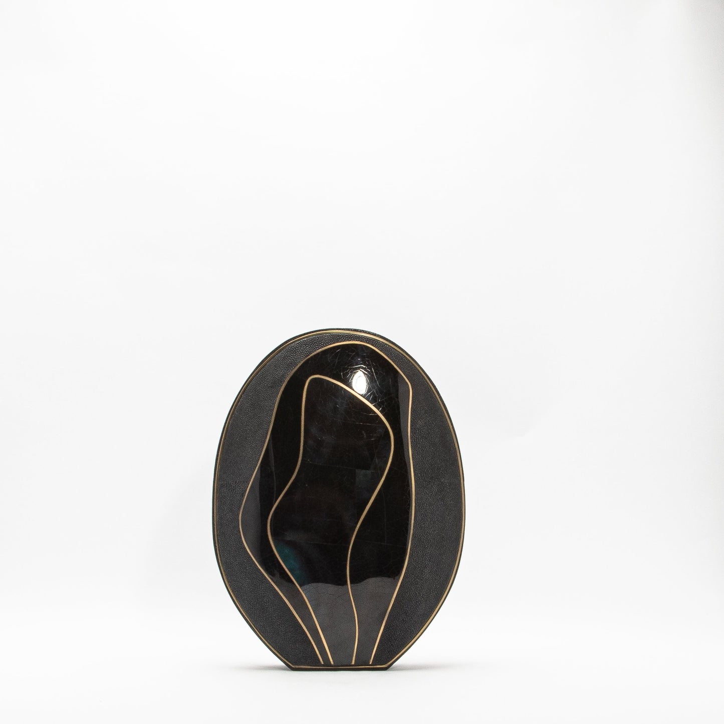 Vase in Black Shagreen, Shell, and Brass by R&Y Augousti