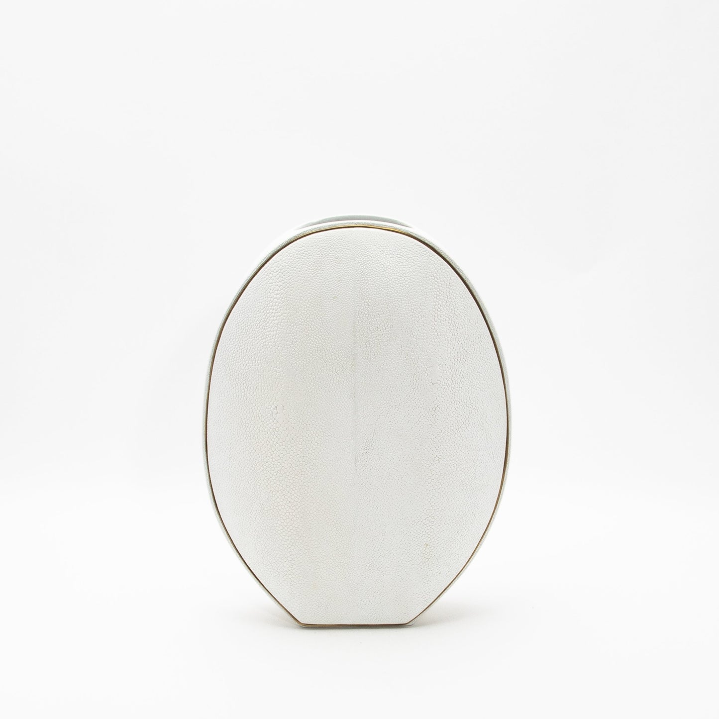 Vase in White Shagreen with Brass by R&Y Augousti