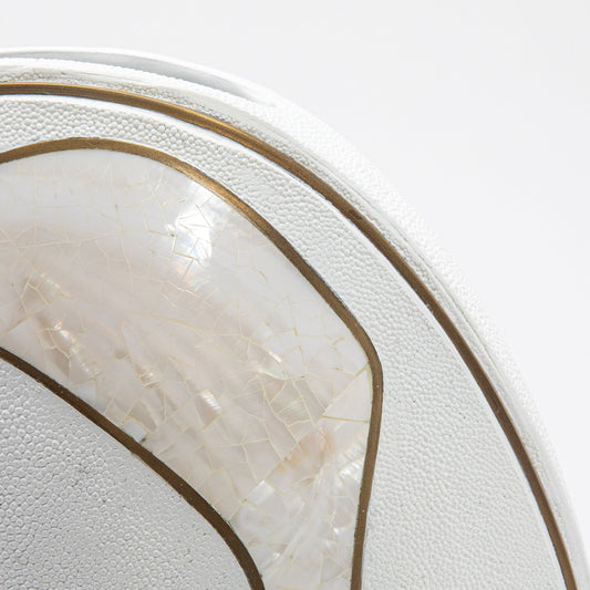 Vase in White Shagreen, Mother of Pearl, and Brass by R&Y Augousti