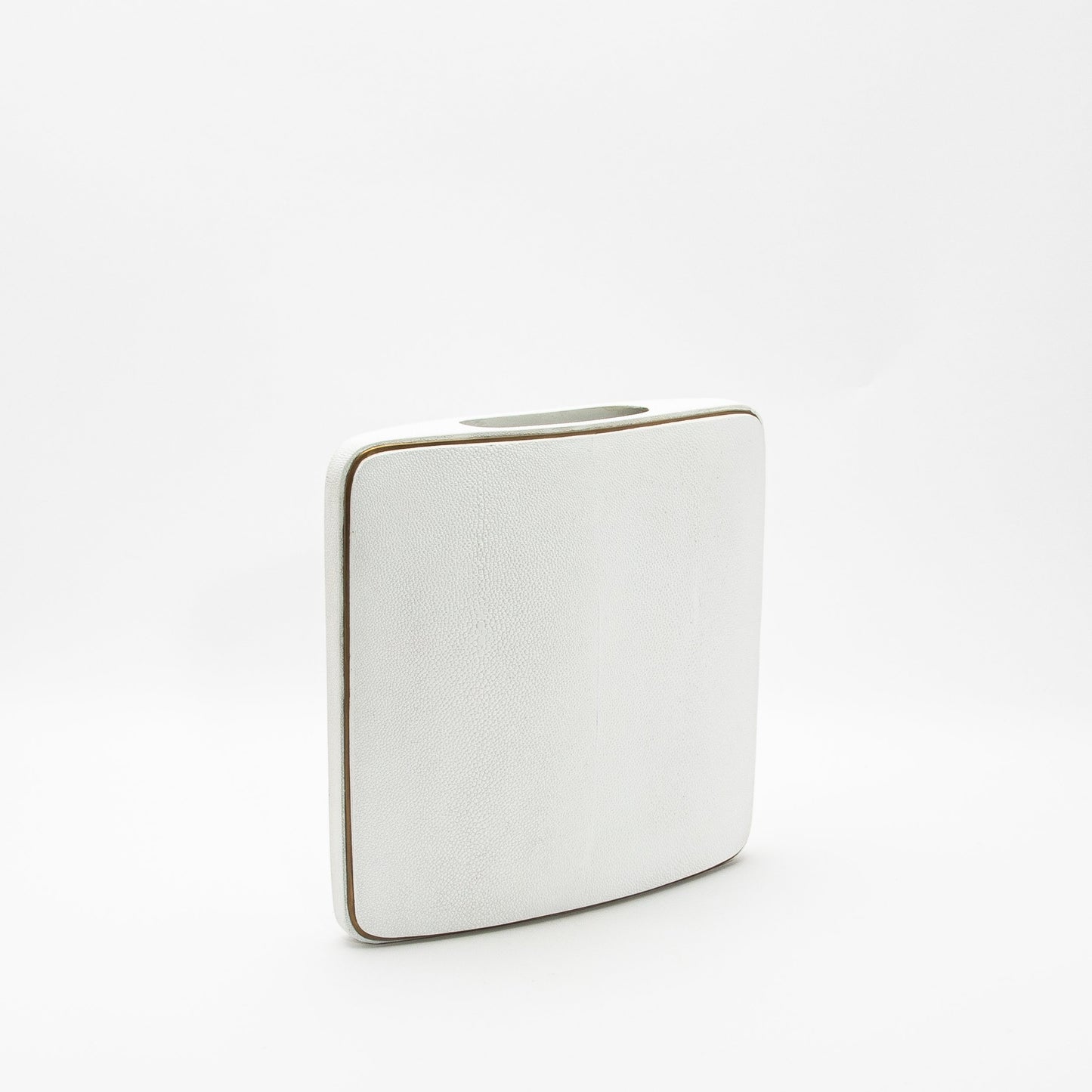 Vase in White Shagreen with Brass by R&Y Augousti