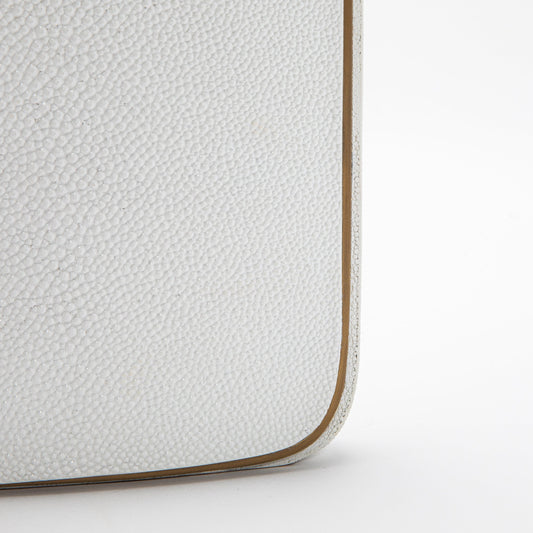 Vase in White Shagreen with Brass by R&Y Augousti