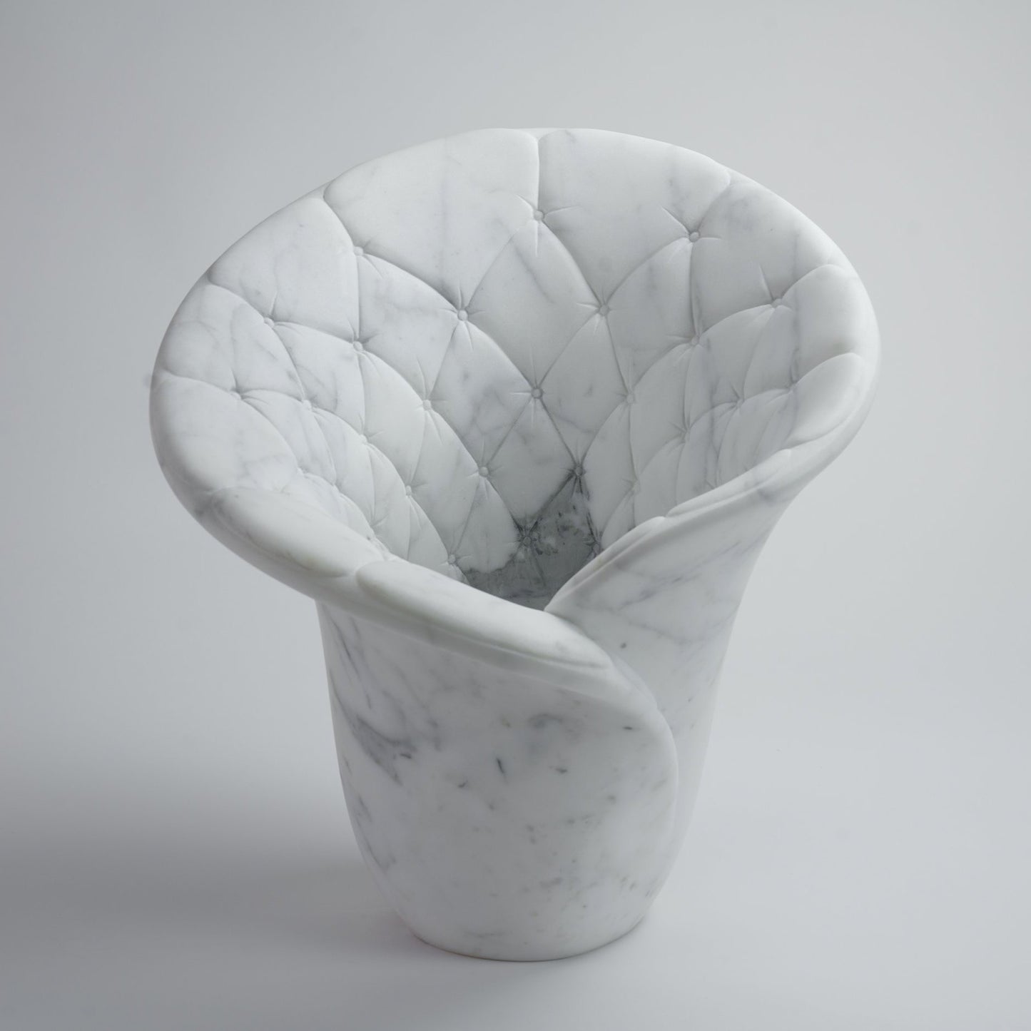 Sculptural Quilted Vase in Statuary Marble by Barberini & Gunnell