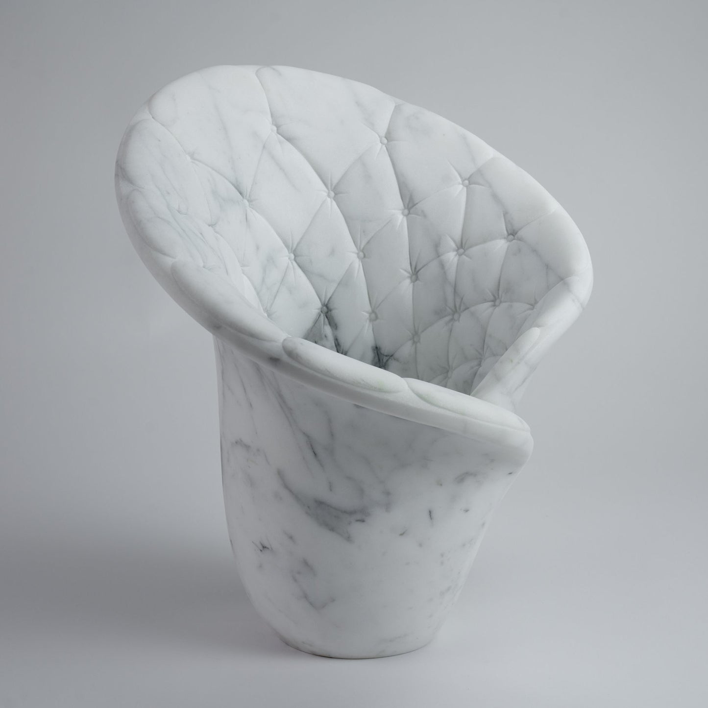 Sculptural Quilted Vase in Statuary Marble by Barberini & Gunnell