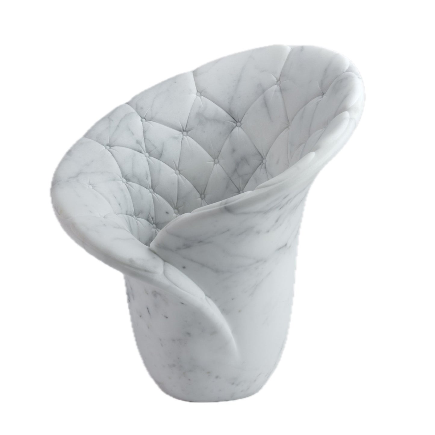 Sculptural Quilted Vase in Statuary Marble by Barberini & Gunnell