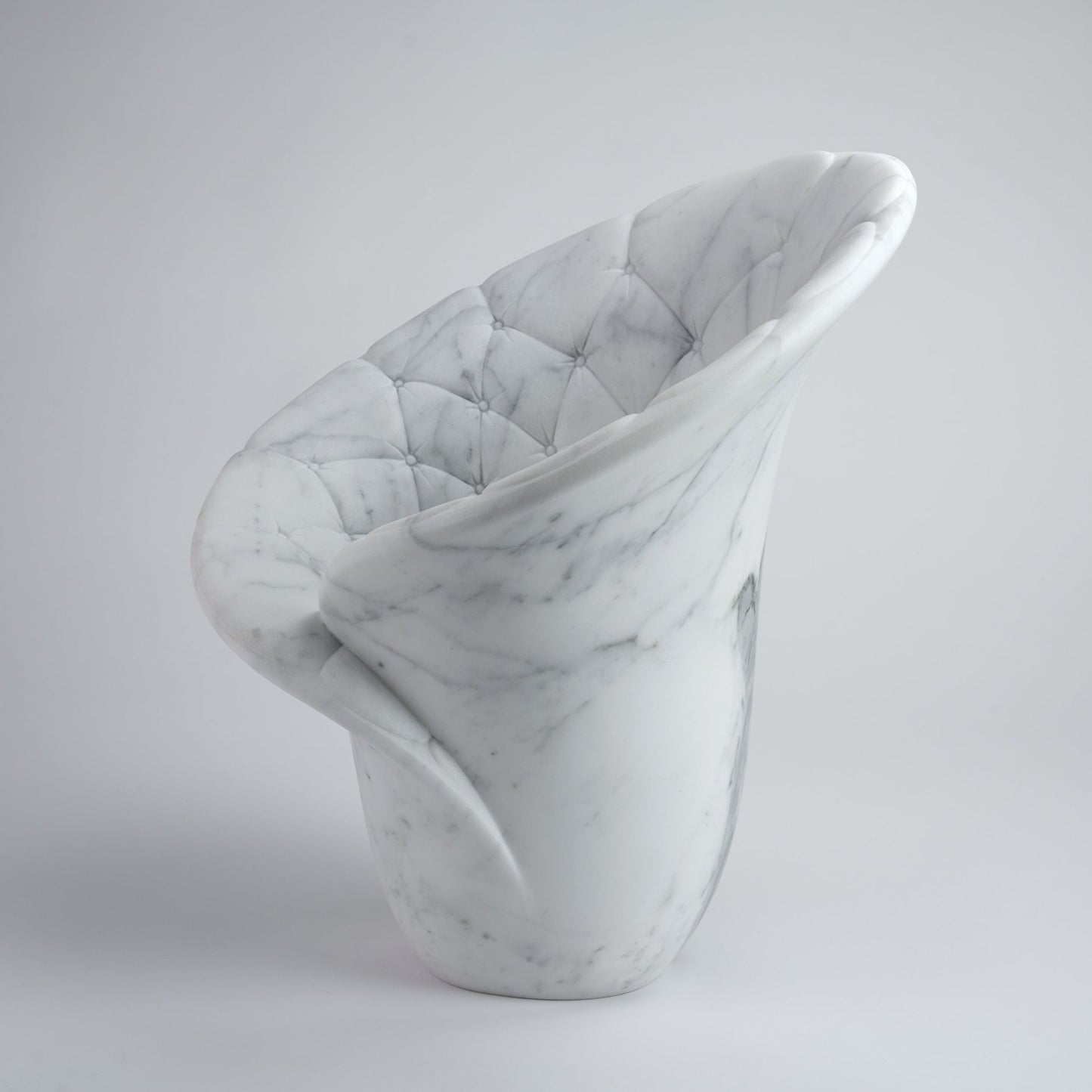 Sculptural Quilted Vase in Statuary Marble by Barberini & Gunnell