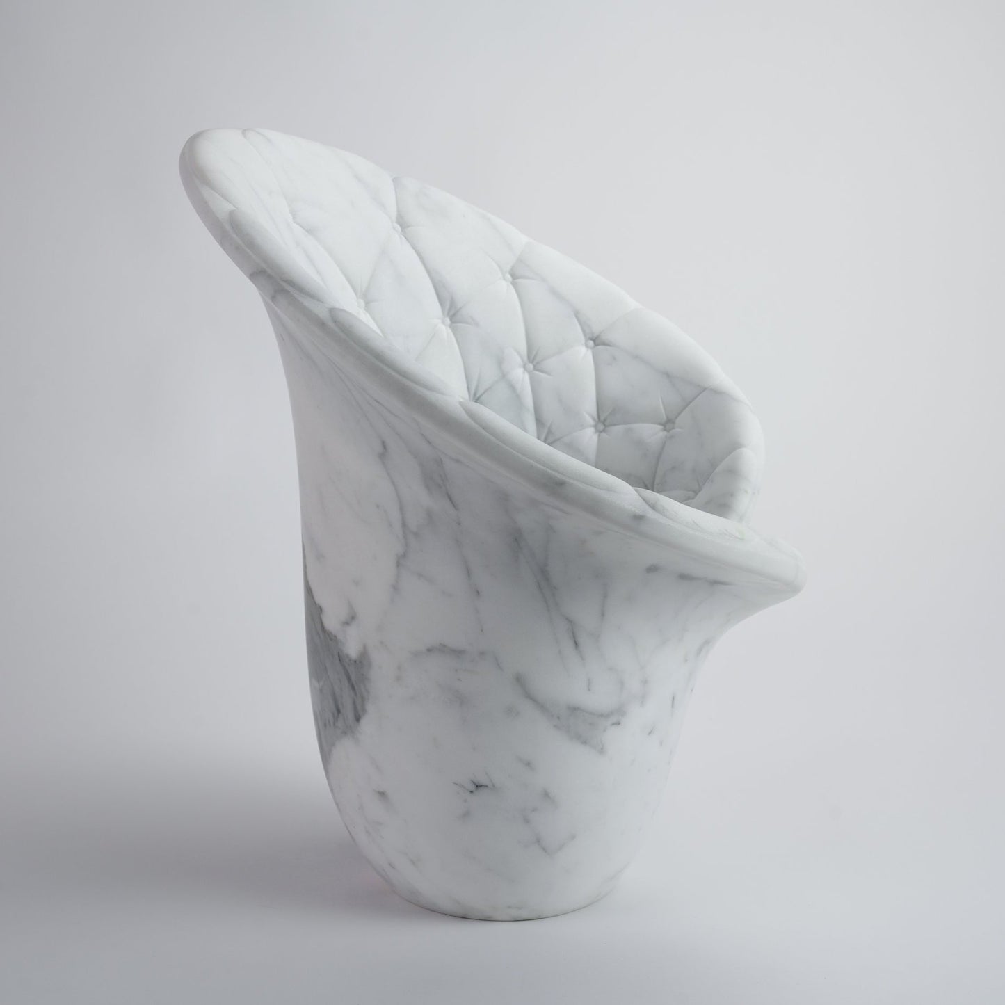 Sculptural Quilted Vase in Statuary Marble by Barberini & Gunnell