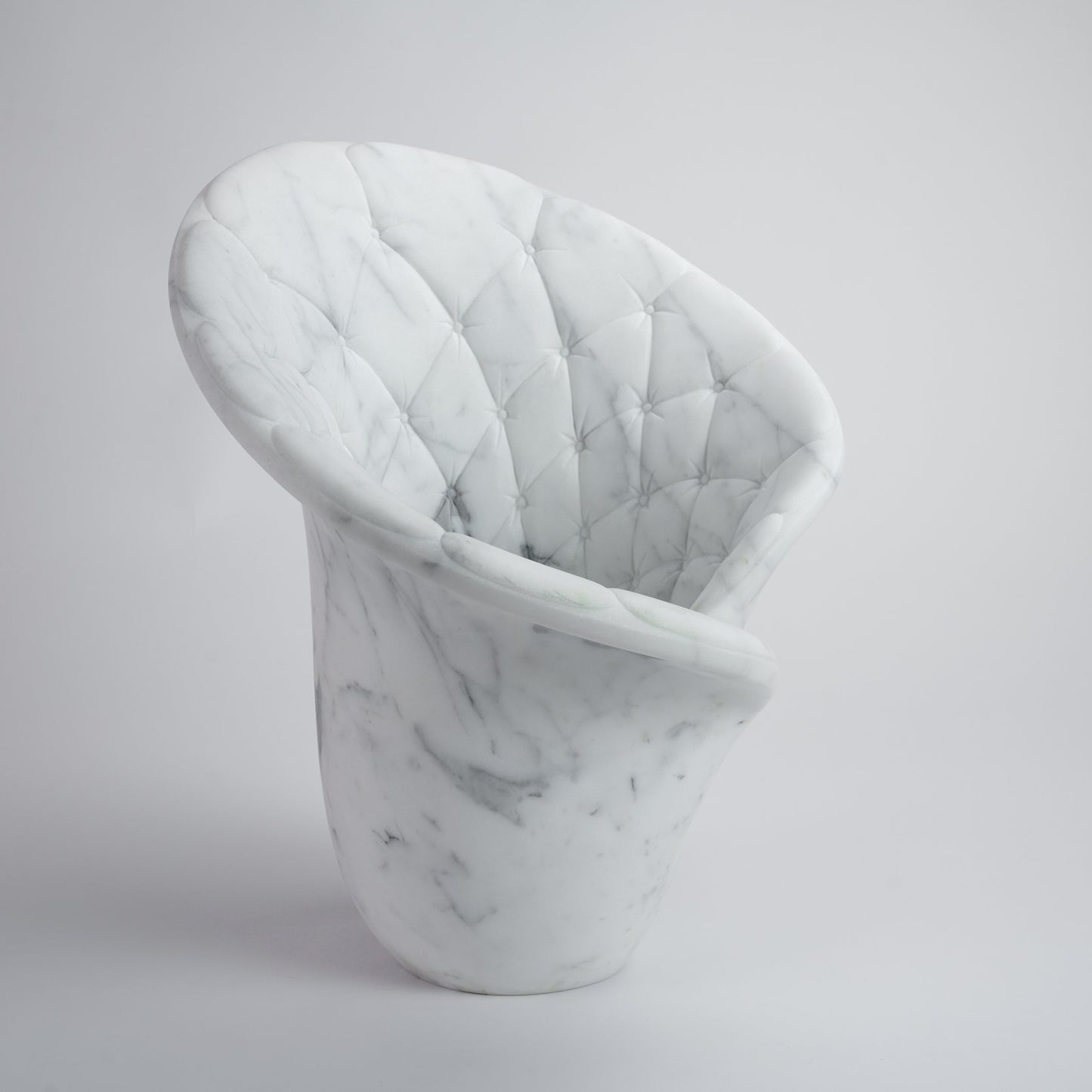 Sculptural Quilted Vase in Statuary Marble by Barberini & Gunnell