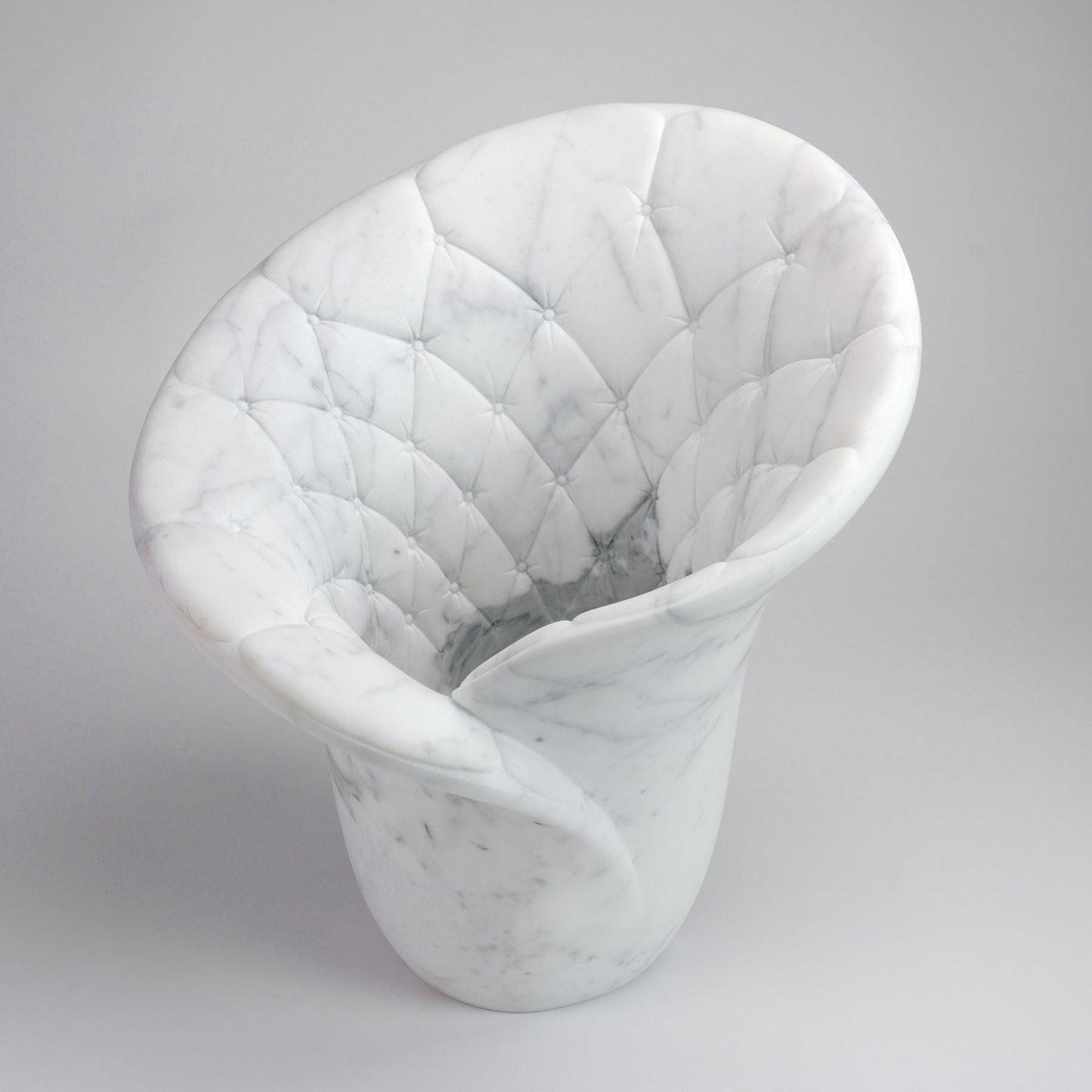 Sculptural Quilted Vase in Statuary Marble by Barberini & Gunnell