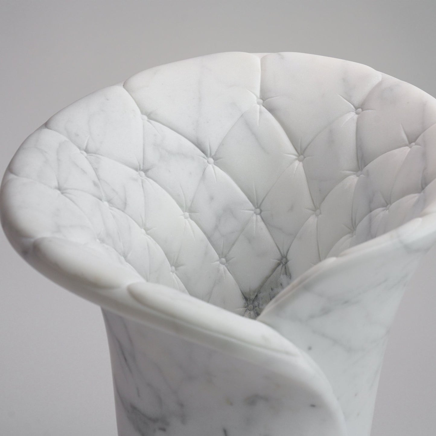 Sculptural Quilted Vase in Statuary Marble by Barberini & Gunnell