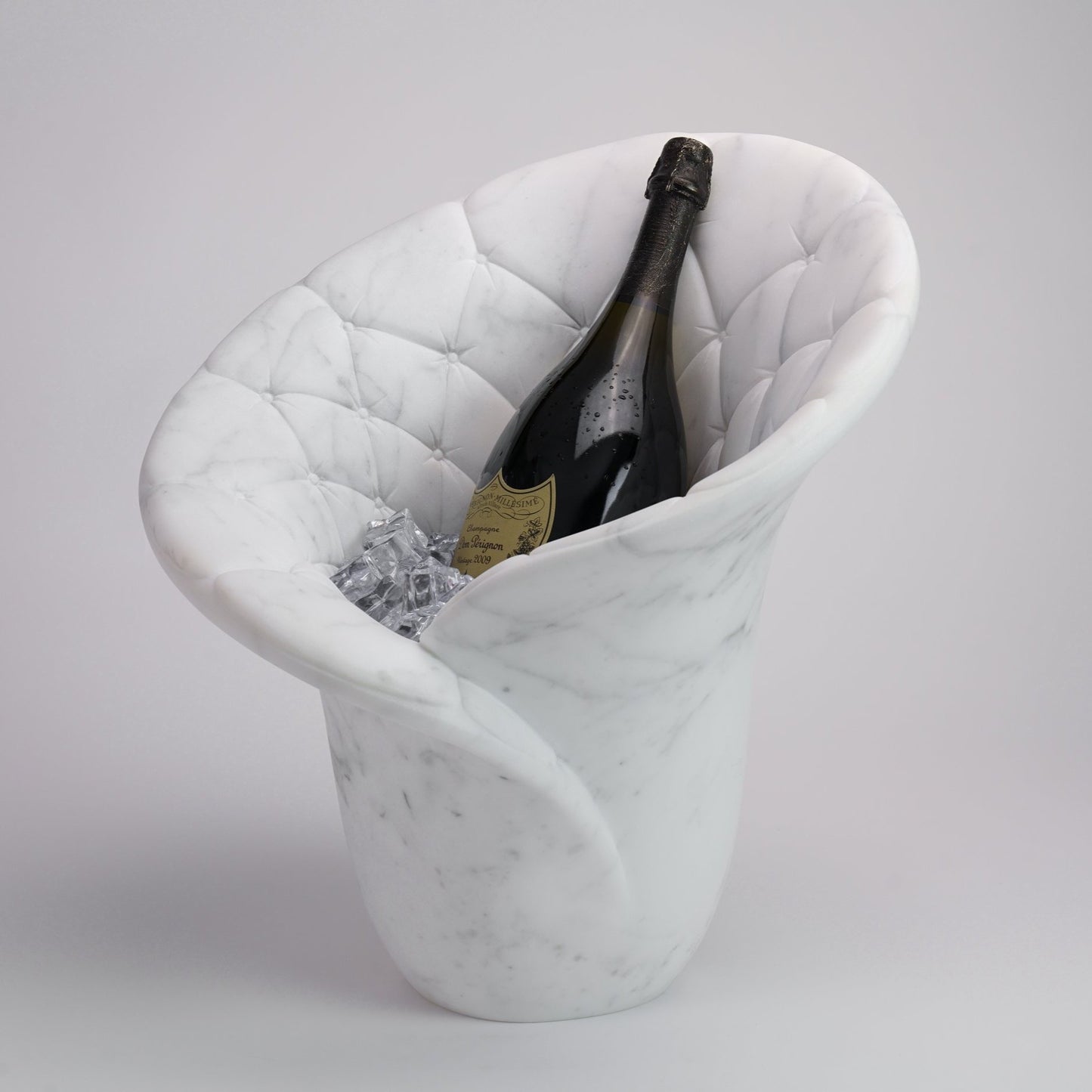 Sculptural Quilted Vase in Statuary Marble by Barberini & Gunnell