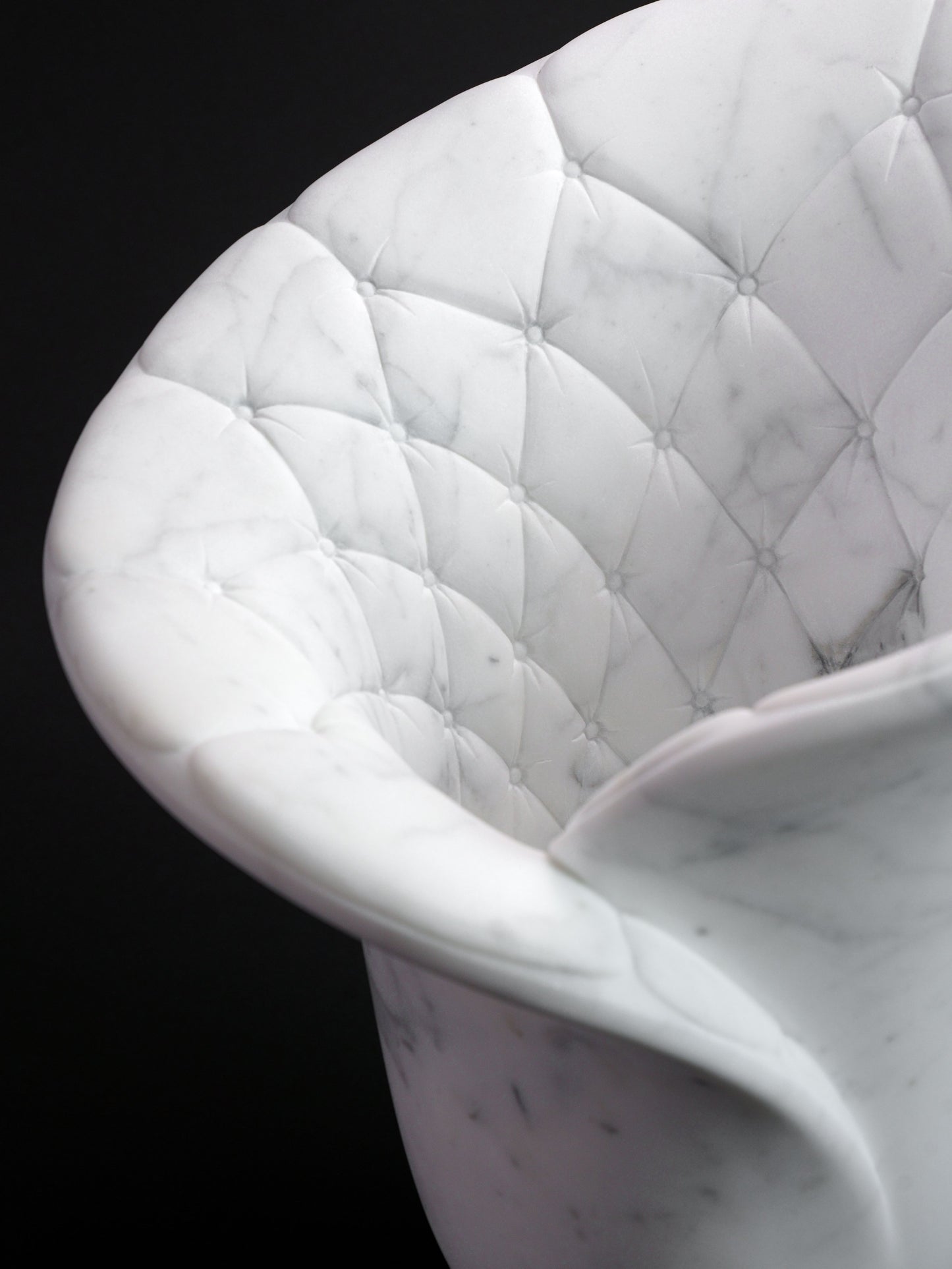 Sculptural Quilted Vase in Statuary Marble by Barberini & Gunnell