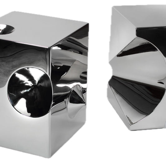 Pair of Side Tables in Polished Stainless Steel by Barberini & Gunnell