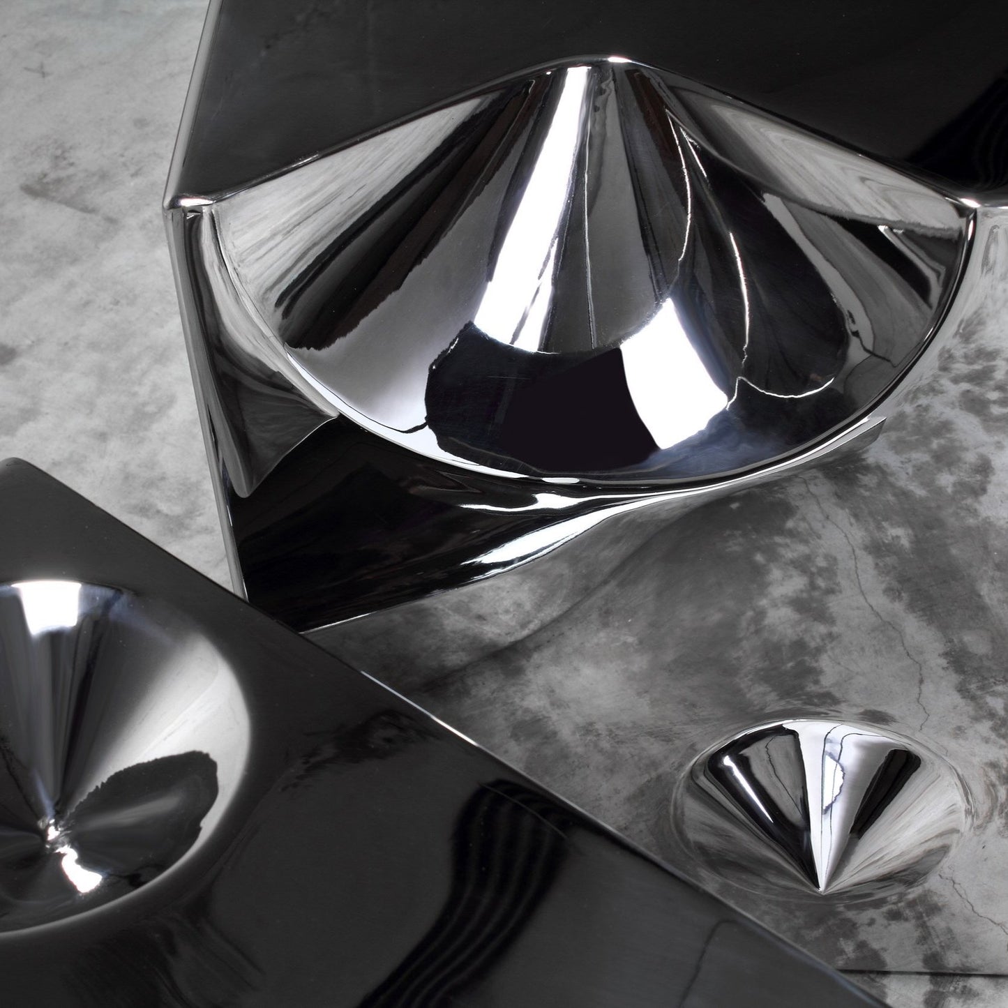 Pair of Side Tables in Polished Stainless Steel by Barberini & Gunnell