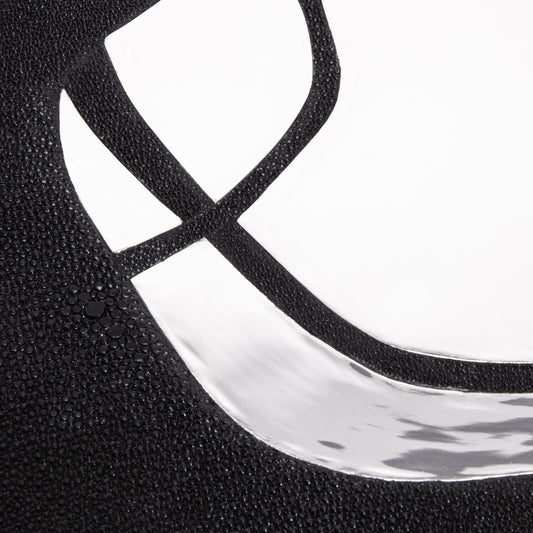 Round Shagreen Tray with Polished Stainless Steel by R&Y Augousti