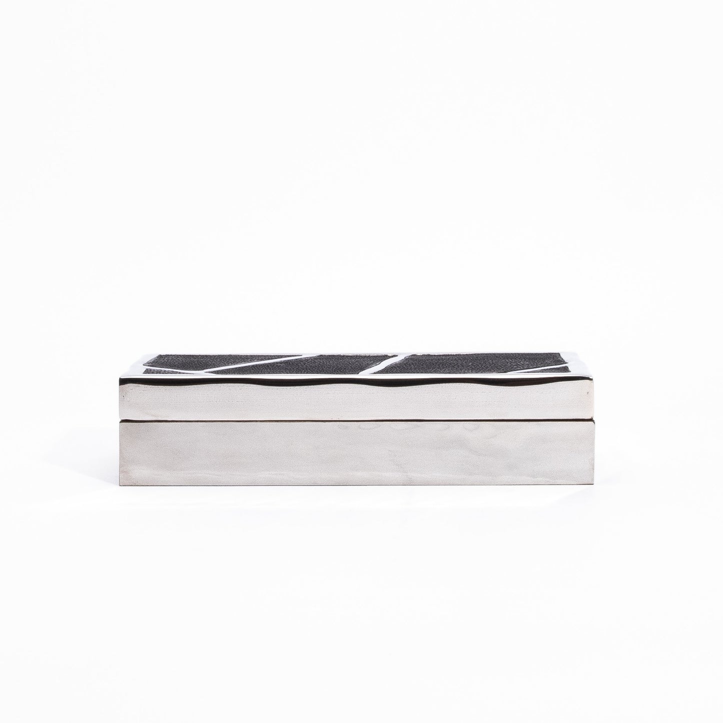 Modern Box in Black Shagreen with Polished Stainless Steel by R&Y Augousti