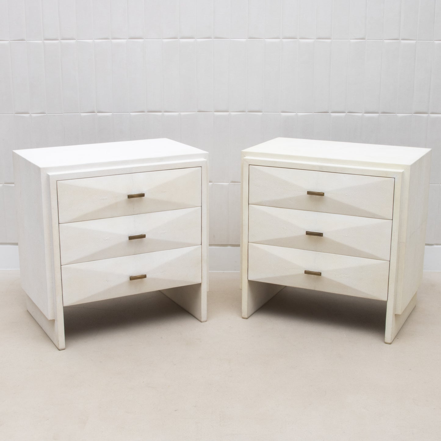 Bed Side Tables in Antique Shagreen by R&Y Augousti