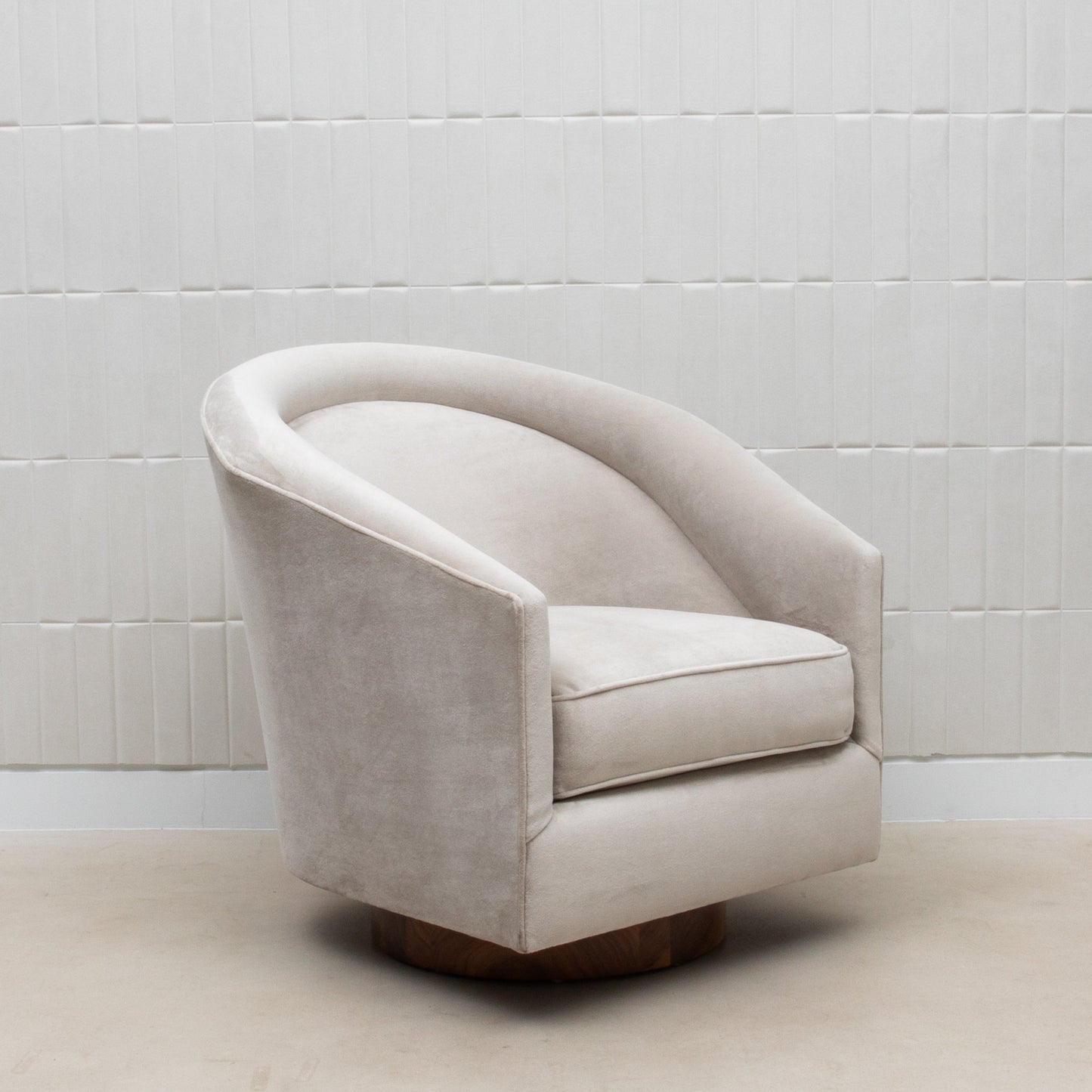 Swivel Chair in Grey Velvet with Walnut by MOGUL