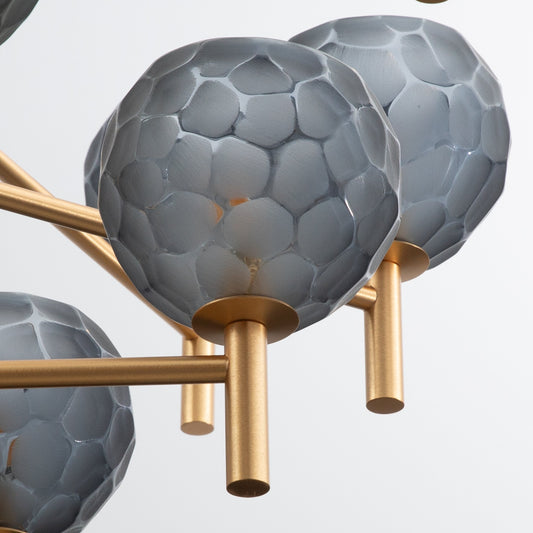 Hand-Blown Murano Spider Chandelier with Brushed Brass Fittings