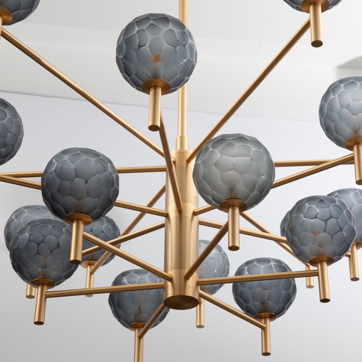 Hand-Blown Murano Spider Chandelier with Brushed Brass Fittings