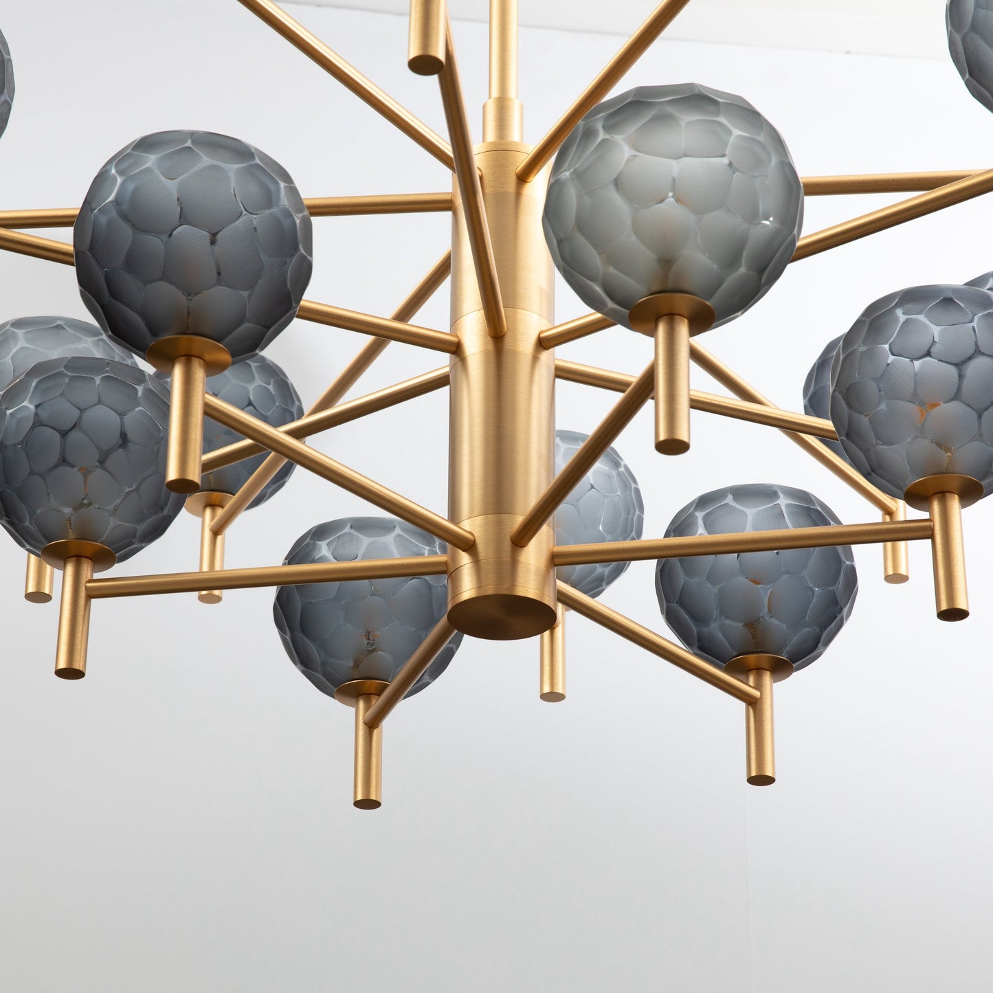 Hand-Blown Murano Spider Chandelier with Brushed Brass Fittings