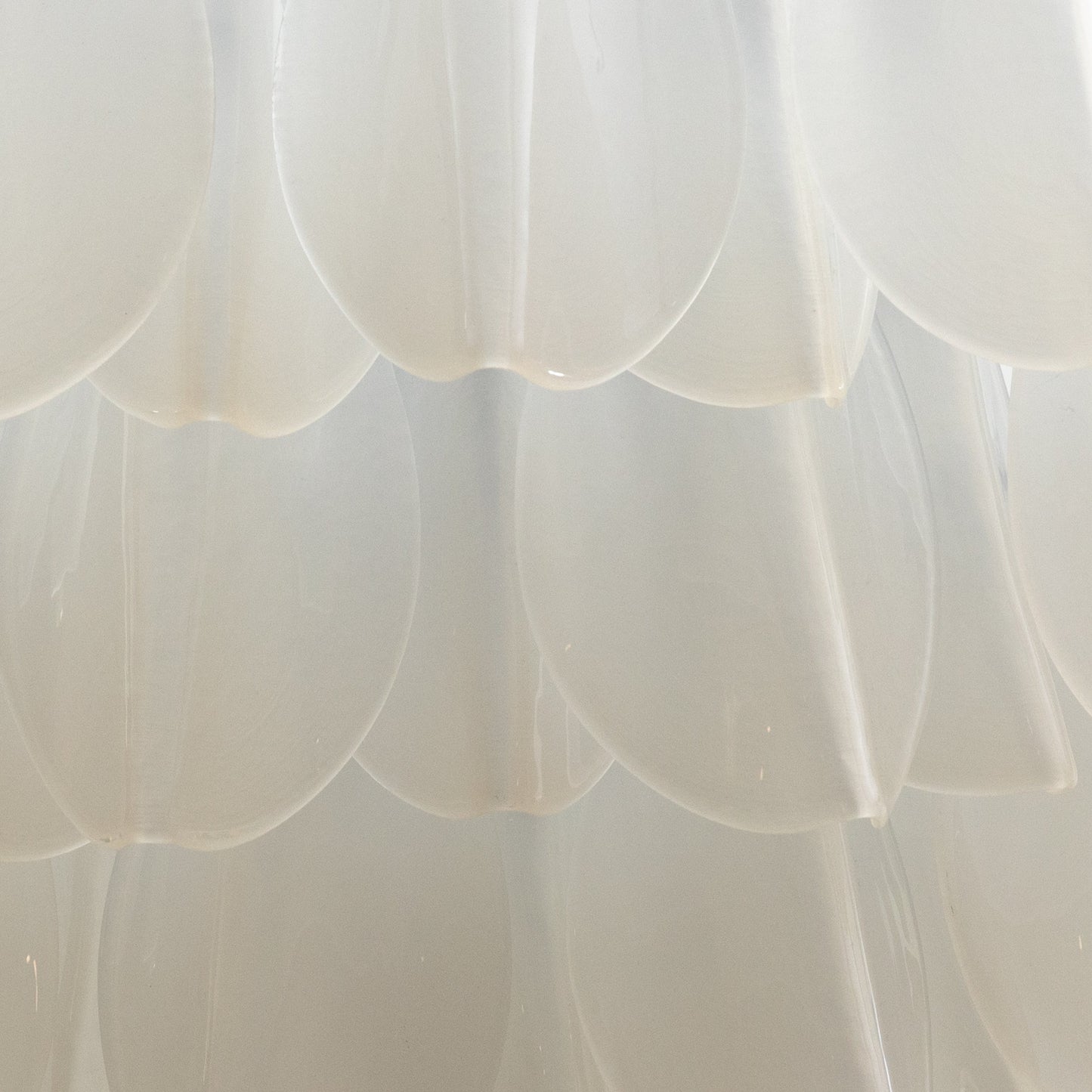 Hand-Blown Murano Feather Chandelier in Opaline Glass and Oil Rubbed Bronze