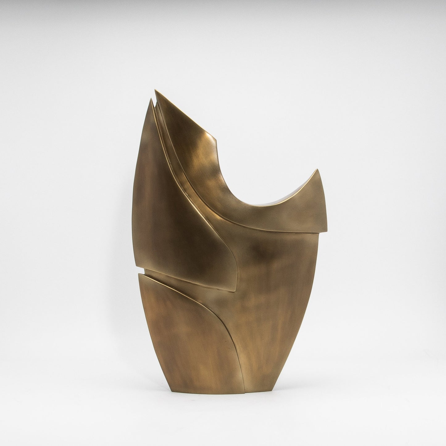Modern Abstract Sculpture in Bronze Patina Brass by Patrick Coard Paris