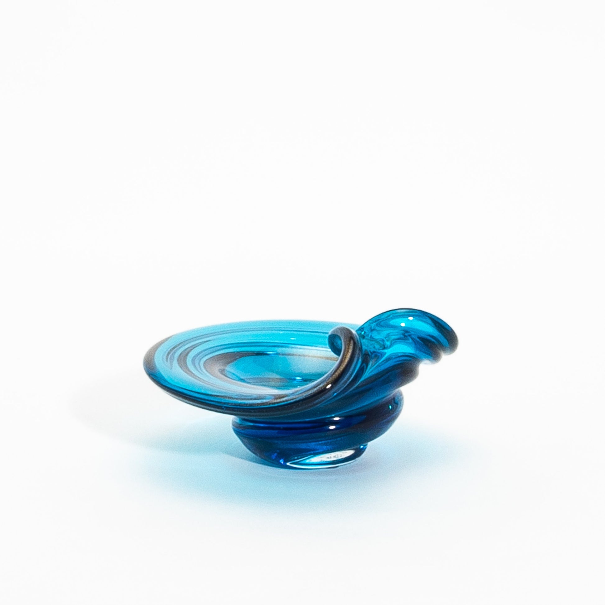 Murano Dish in Aqua Blue with 24-Karat Gold Flecks