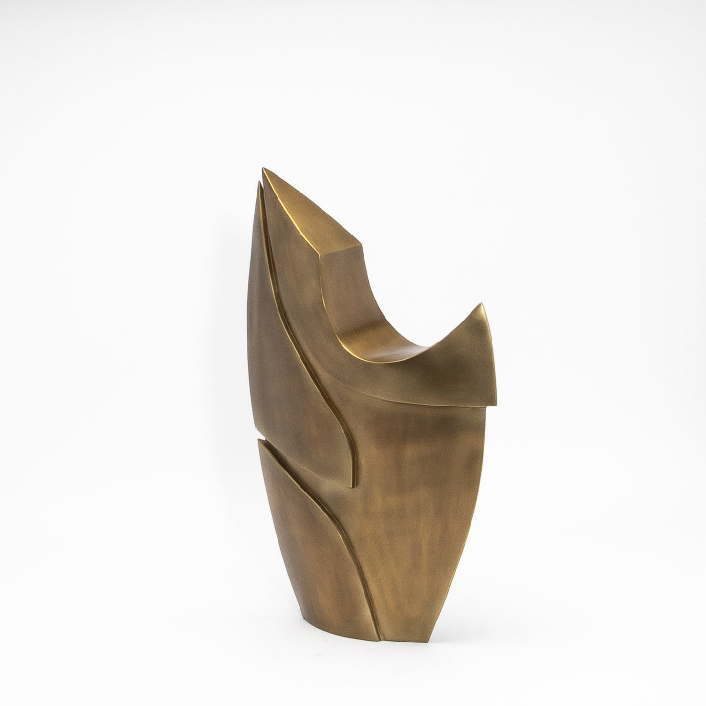Modern Abstract Sculpture in Bronze Patina Brass by Patrick Coard Paris