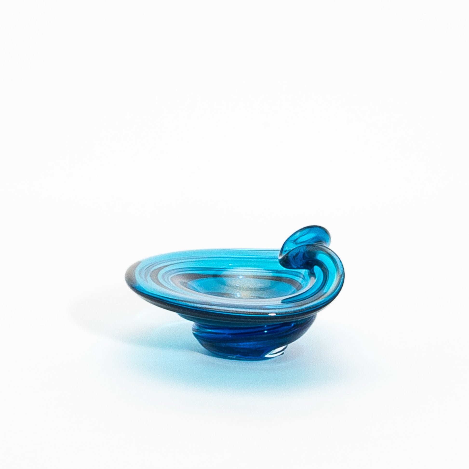 Murano Dish in Aqua Blue with 24-Karat Gold Flecks