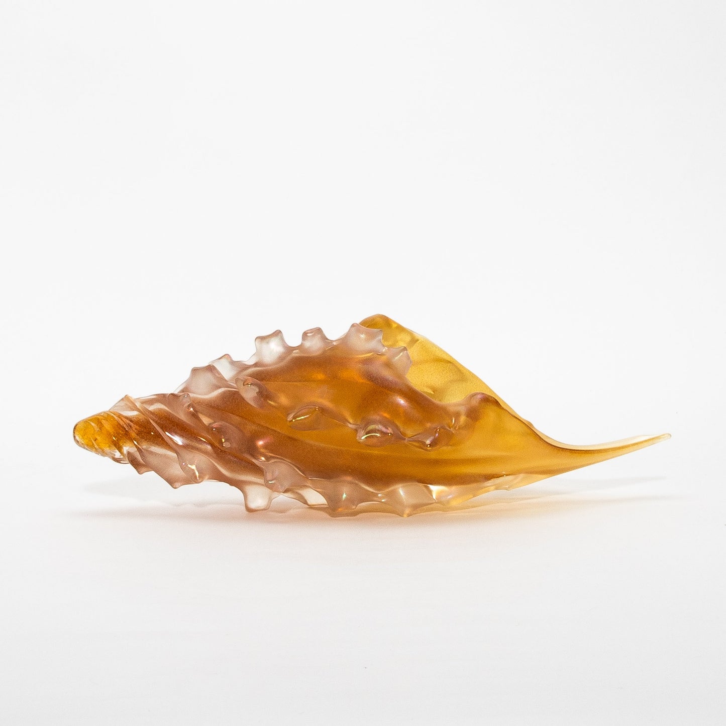 Hand-Blown Murano Shell in Amber with 24-karat Gold Dust