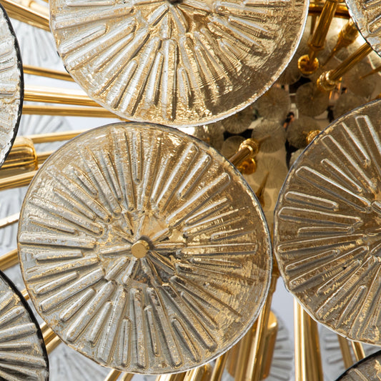 Hand-Blown Murano Sputnik Chandelier in Grey with Polished Brass Fittings