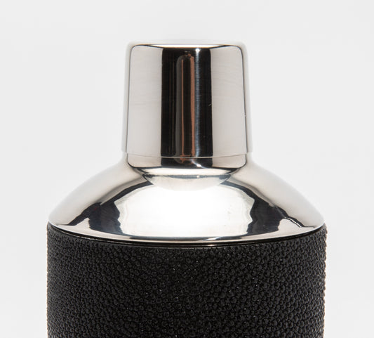 Shaker in Black Shagreen with Stainless Steel by KIFU Paris