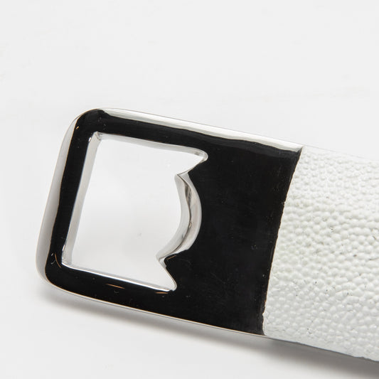 Bottle Opener in White Shagreen with Stainless Steel by KIFU Paris