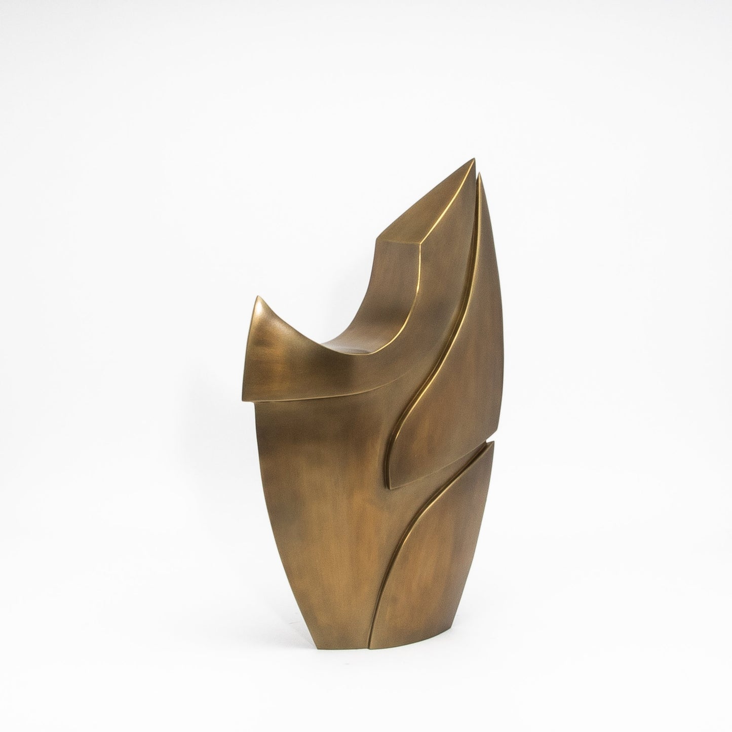 Modern Abstract Sculpture in Bronze Patina Brass by Patrick Coard Paris