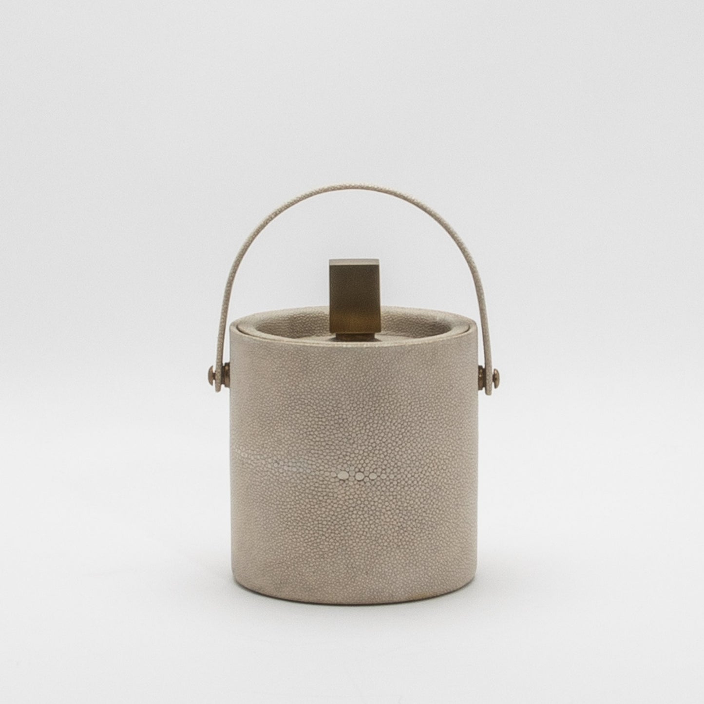 Ice Bucket in Cream Shagreen with Brass by KIFU Paris