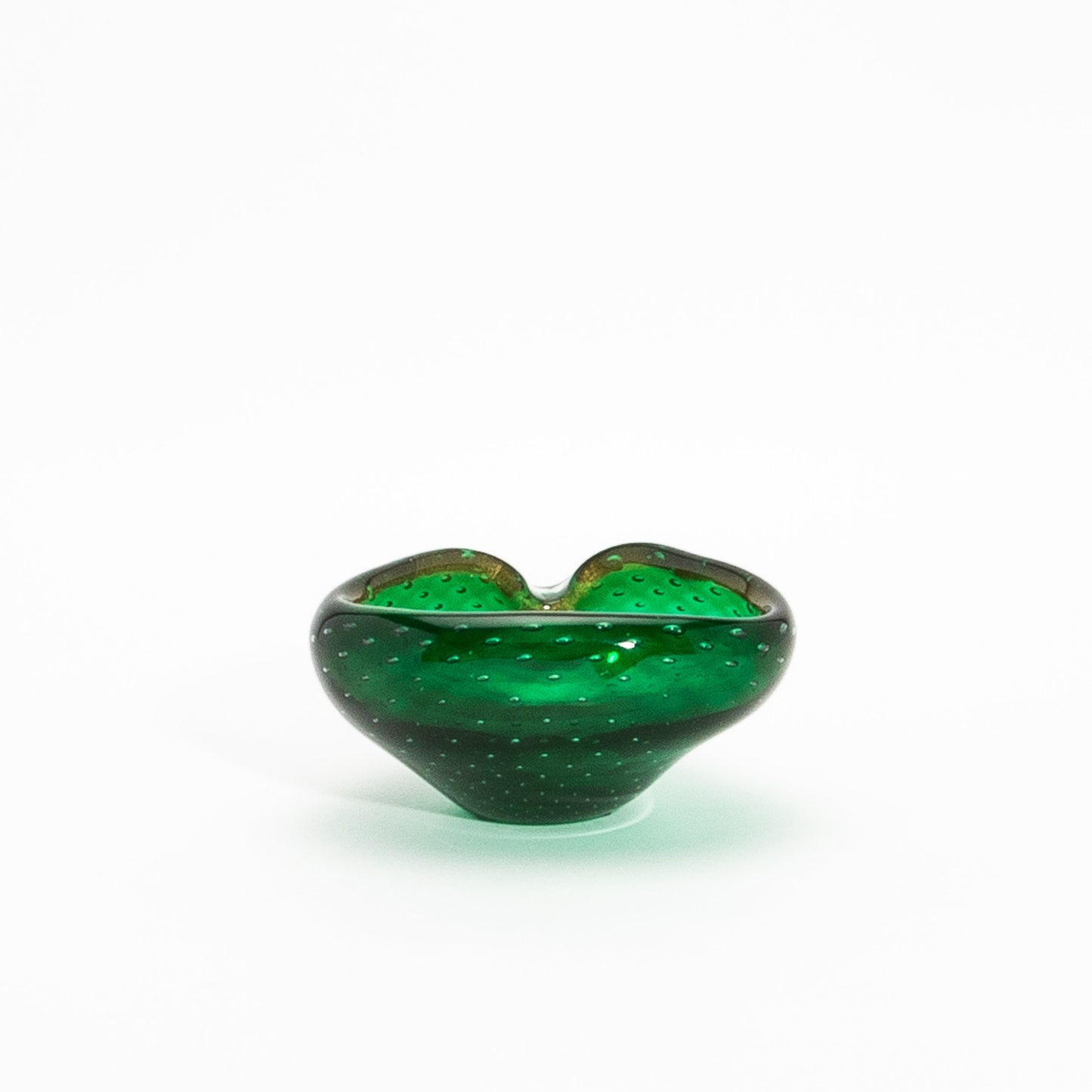 Murano Bowl in Green with 24-Karat Gold Flecks and Bullicante Detailing