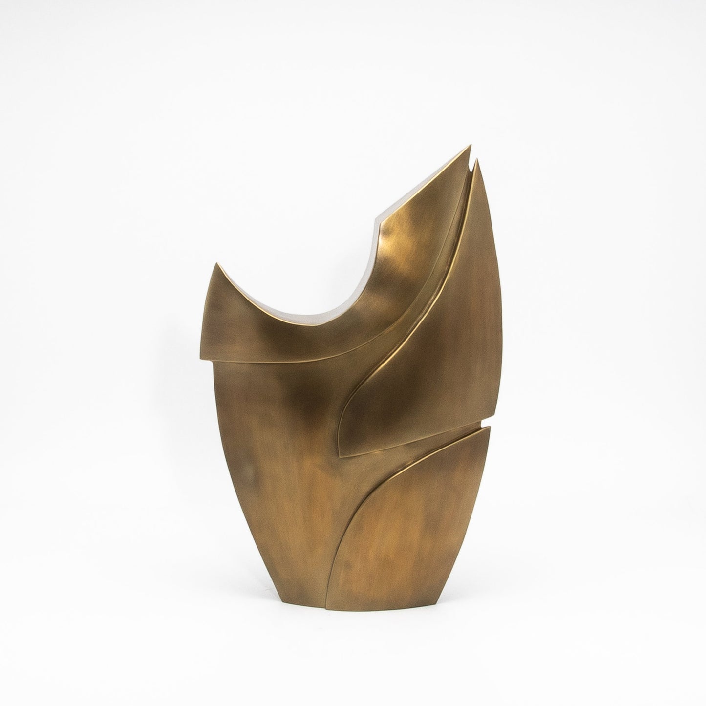Modern Abstract Sculpture in Bronze Patina Brass by Patrick Coard Paris