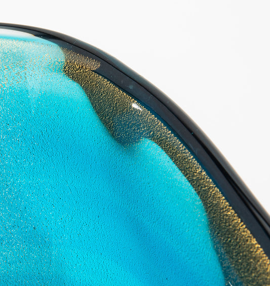 Murano Bowl in Aqua Blue with 24-Karat Gold Flecks