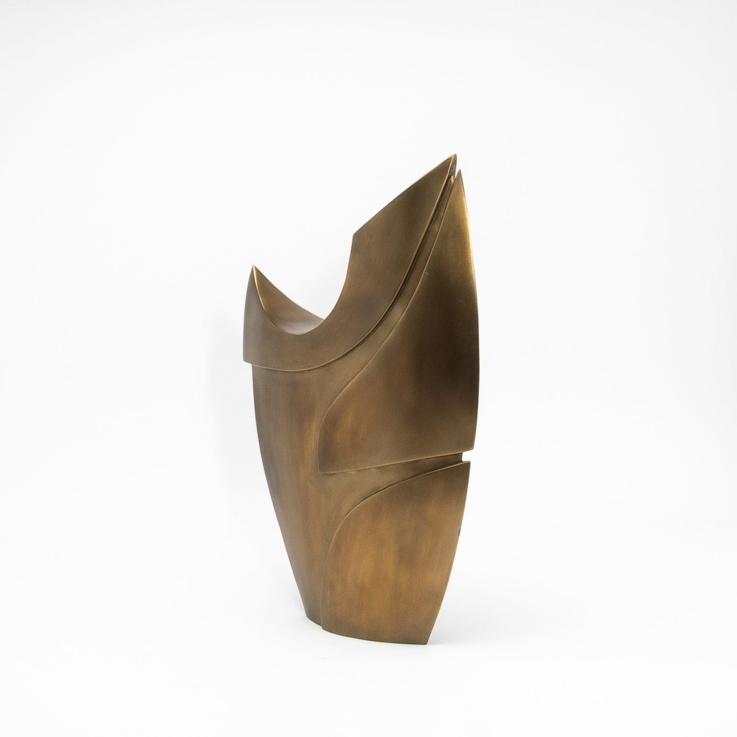 Modern Abstract Sculpture in Bronze Patina Brass by Patrick Coard Paris