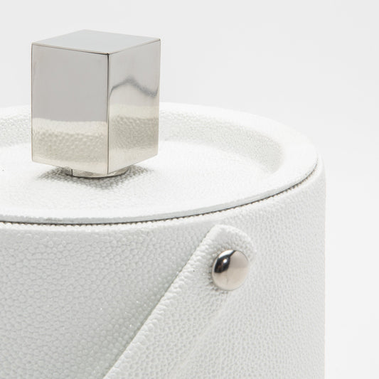 Ice Bucket in White Shagreen with Stainless Steel by KIFU Paris