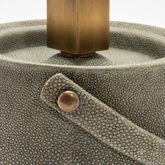 Ice Bucket in Grey Shagreen with Brass by KIFU Paris