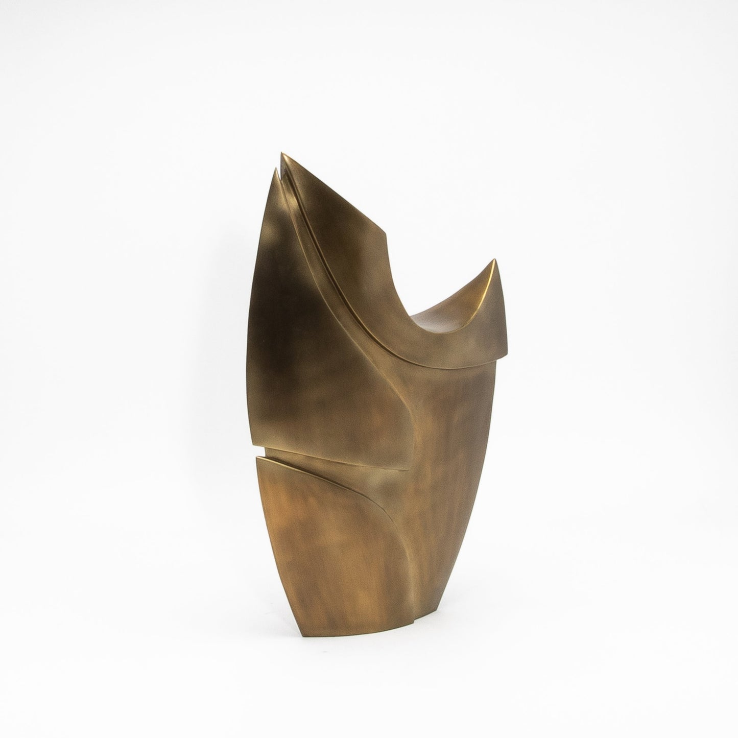 Modern Abstract Sculpture in Bronze Patina Brass by Patrick Coard Paris
