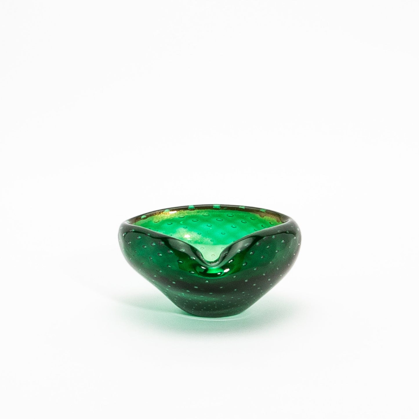 Murano Bowl in Green with 24-Karat Gold Flecks and Bullicante Detailing