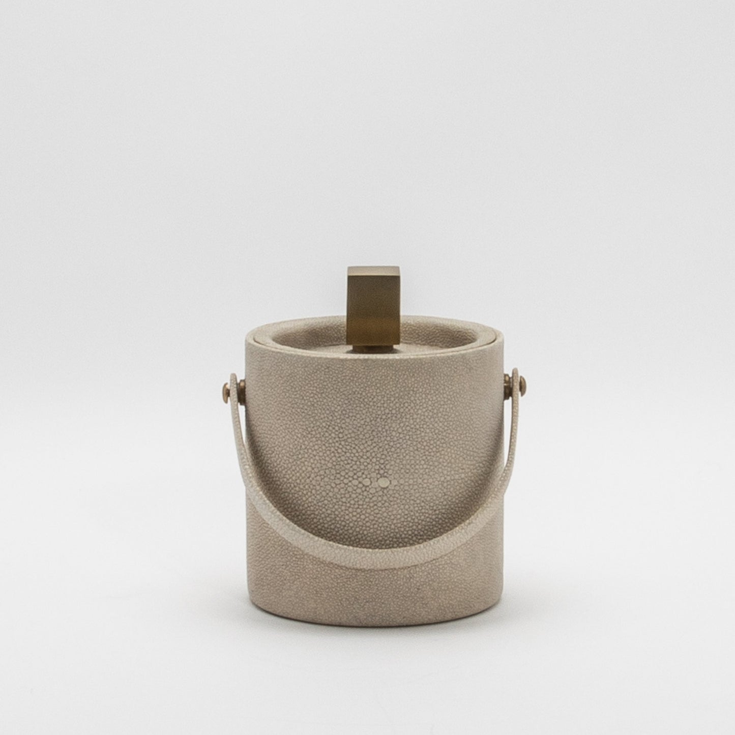 Ice Bucket in Cream Shagreen with Brass by KIFU Paris