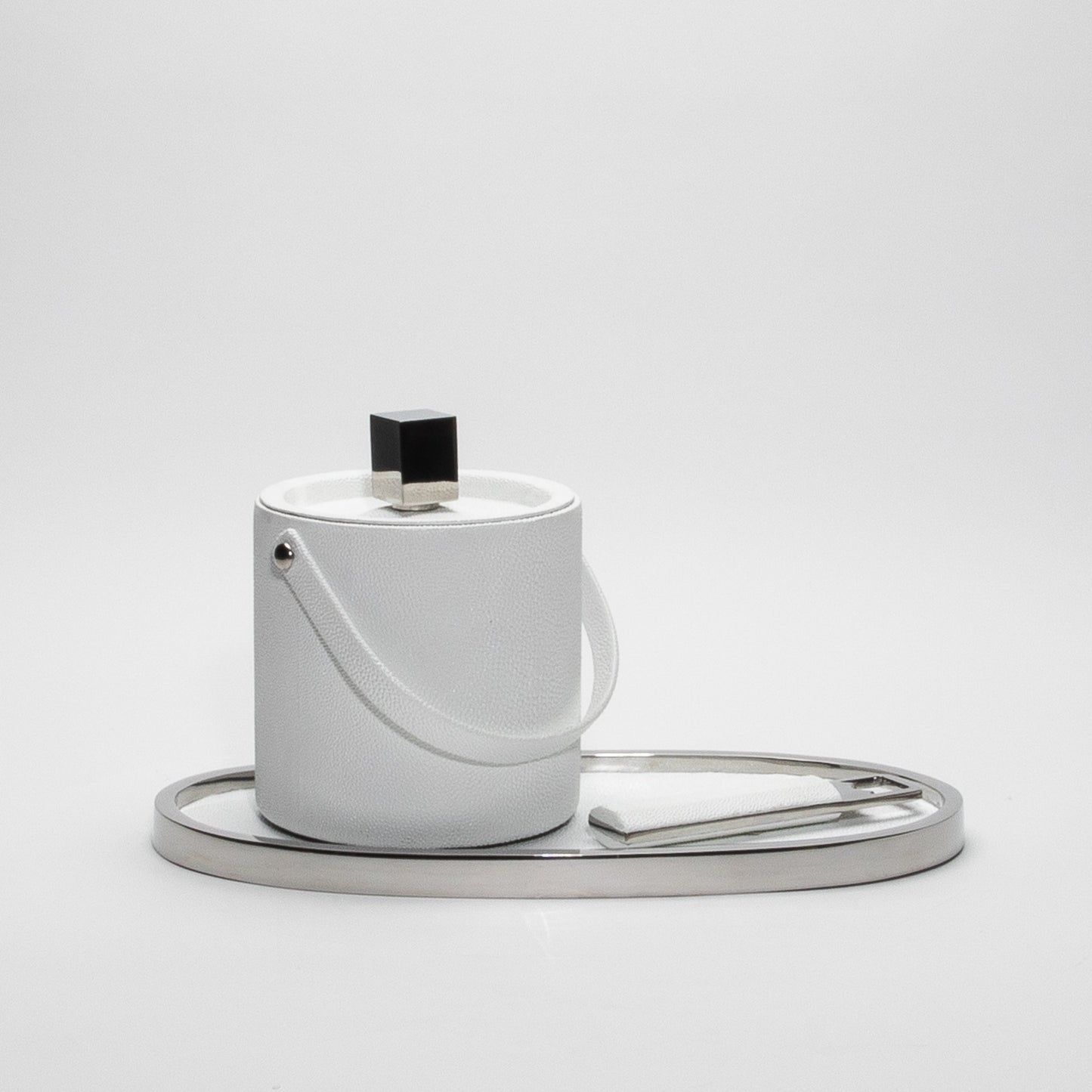 Ice Bucket in White Shagreen with Stainless Steel by KIFU Paris