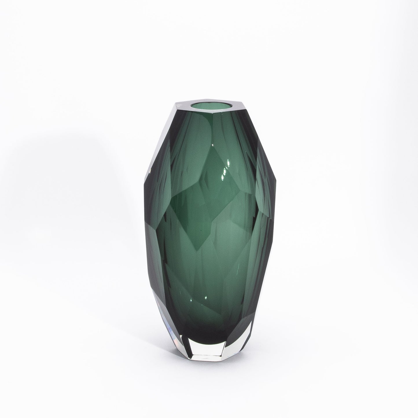 Murano Faceted Vase in Eucalyptus Green