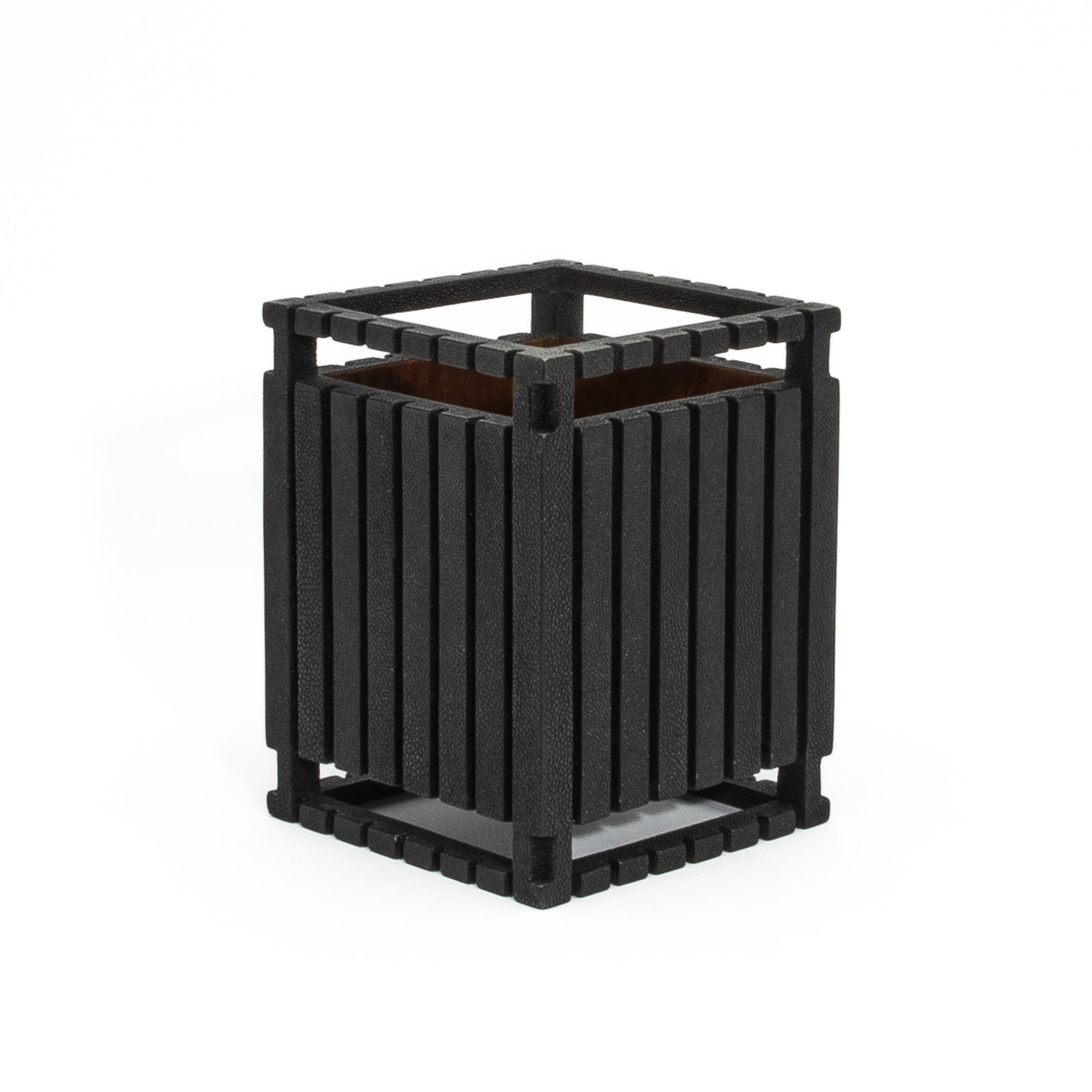 Waste Bin in Black Shagreen Detail by R&Y Augousti